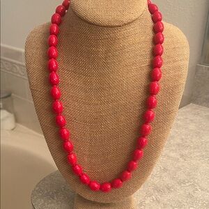 Elegant Red Glass Beaded Necklace